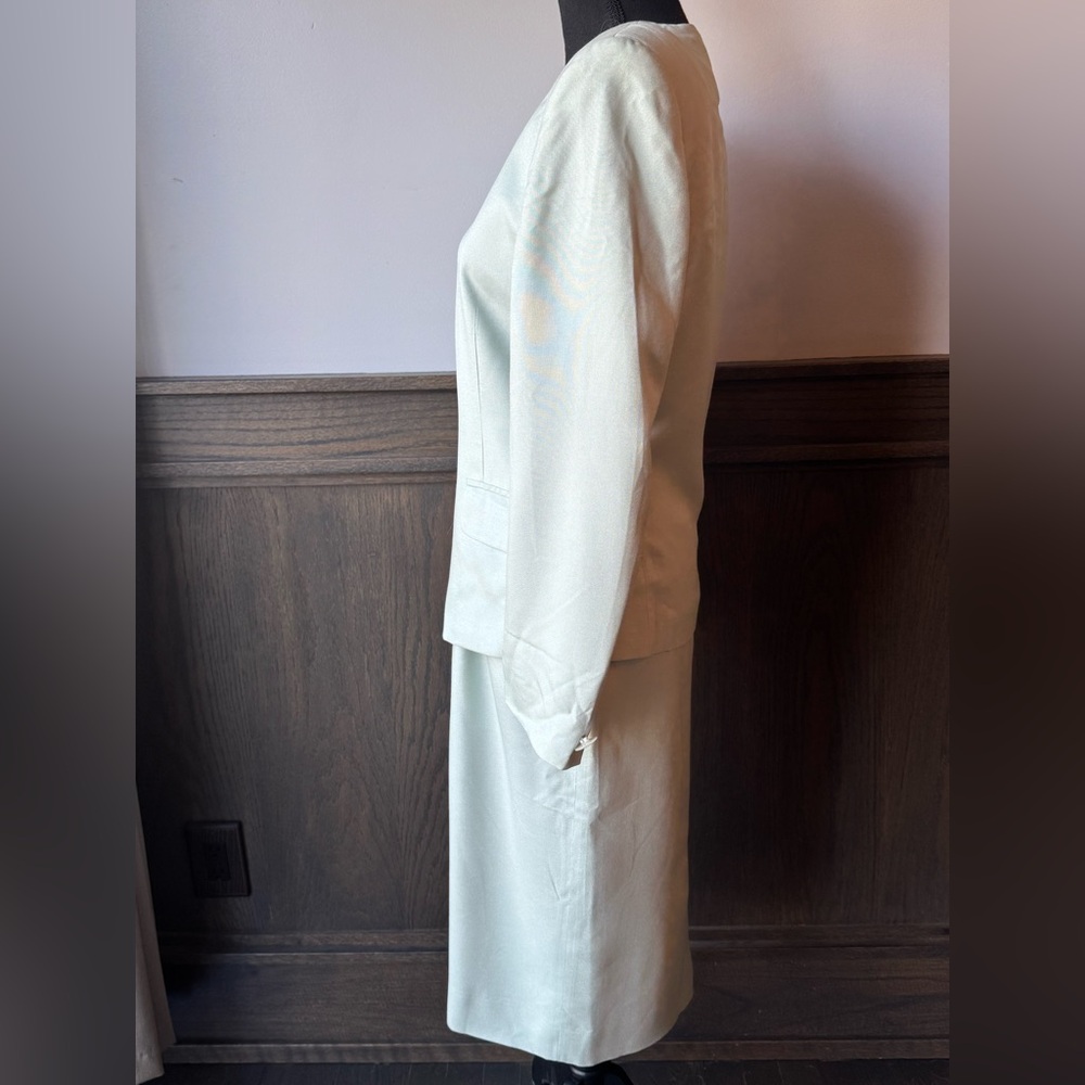 Seville light Mint Green vintage Skirt and blazerjacket Set business size 8 - Picture 2 of 8